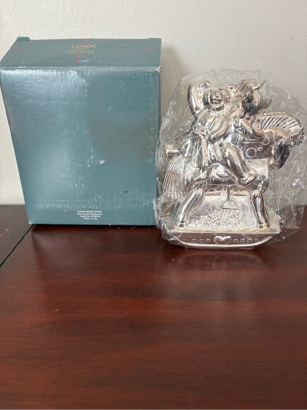 Lenox Kirk Stieff Collection China Bears Bank NIB Silver plated Made In Italy